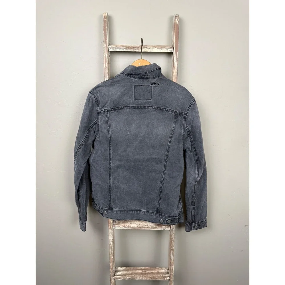 Levi Strauss Black Denim Cotton‎ Trucker Jacket size Large